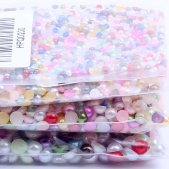 

4 size 2 3 4 5mm 3500pcs Half Pearls Many Colors To Choose Resin Round Beads Flat Back Beads Nail Art Decorate Diy Diamante