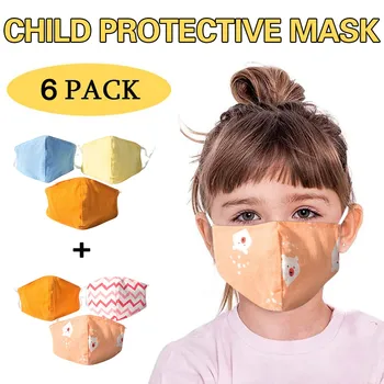 

6pc Kid Cartoon Mouth Mask Children Kid Reusable Cartoon Dustproof Pm2.5 Windproof Foggy Haze Pollution Face Masks Mascarillas