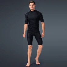 Мужской спортивный купальник с коротким рукавом, для защиты от солнца, для дайвинга, быстросохнущие шорты, для серфинга, медузы, купальник, шорты, комплект со штанами