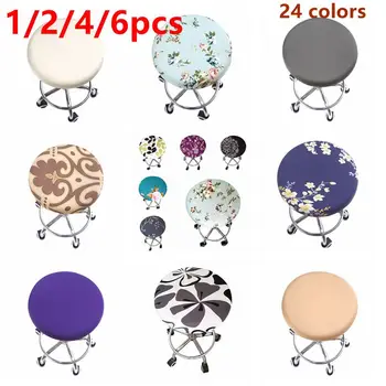

1/2/4/6pcs 2020 New Round Chair Cover Bar Stool Cover Elastic Seat Cover Round Chair Stool Floral Printed Home Chair Slipcover