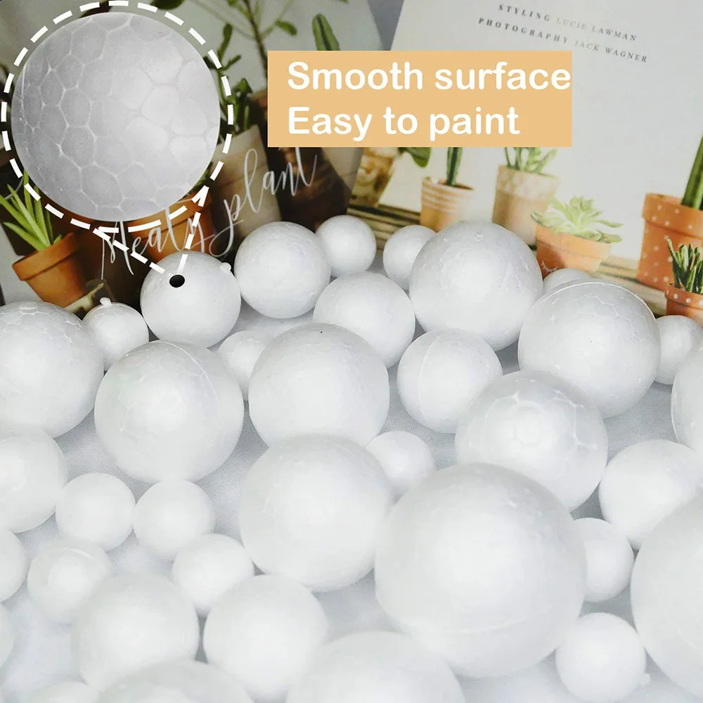 126 Pack Craft Foam Balls, 5 Sizes Including 1-2.4 Inches, Polystyrene Smooth RO