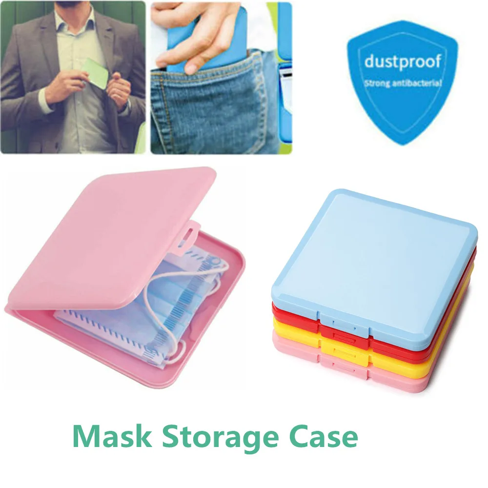 

1 PC Solid Color Saves Masks Box Mask Storage Case Portable Squre Face Masks Container Safe Disposable Students Organizer