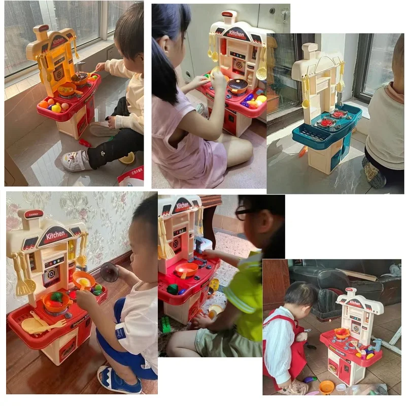 30pcs Kitchen Toys Pretend Cooking Food Play Height 51cm Dinnerware Set Light Safe Cute Children Kids Boys Girls Gift Funny Game