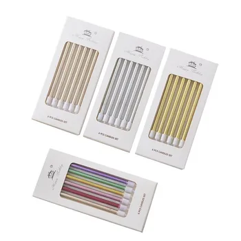 

Birthday slender pencil candle golden multicolor pearlescent fashion creative cake with decorative net red romantic candle