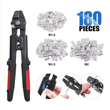 

Wire Rope Crimping Tool Wire Rope Swager Crimper Fishing With 180PCS Aluminum Double Barrel Ferrule Loop Tube