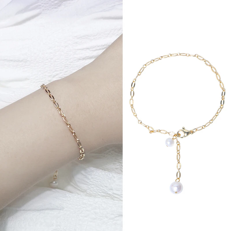 

HOT CHEAP Gold Plated Real Freshwater Pearl Bracelet Jewelry Nice Party Wedding Gift 10pcs/lot
