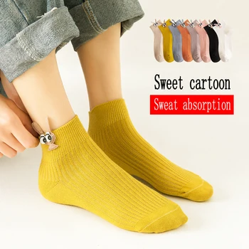 

2020 New style Lovey Cartoon cotton women's socks Europe and America popular summer short socks Home party happy socks 5 Pairs