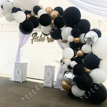 

125Pcs Diy Birthday Party Balloons Garland Arch Kit Decoration Backdrop White Black Silver Aluminium Foil Balloon Wedding Decor
