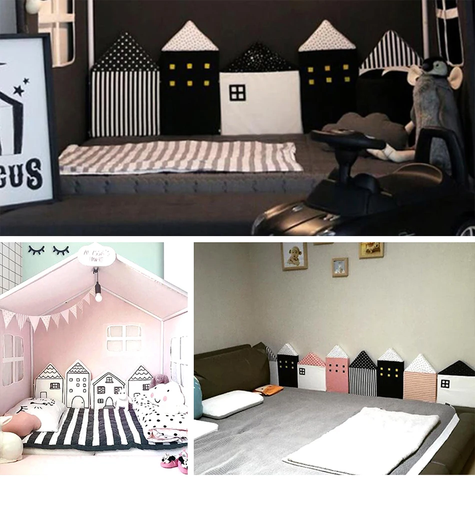 4 Pcs/Lot Baby Bed Bumper Little House Pattern Baby Crib Bumper Crib Protection Nordic Infant Bed Barrier Children's Room Decor