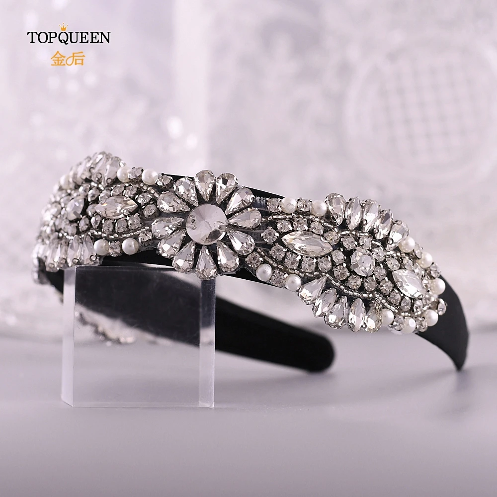 TOPQUEEN S237-FG Свадебные Стразы broque головная повязка свадебная тиара головные уборы серебряные стразы головная повязка Свадебные украшения для волос