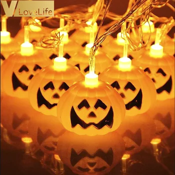 

3M 20 LEDs Pumpkin Light String Yellow Scary Warm White Kids Love for Halloween Thanksgiving Party Decorations Supplies