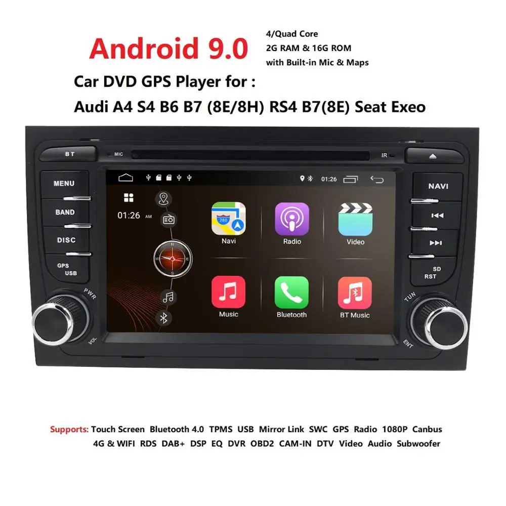 Бесплатная доставка! 4G WI-FI Android 8,1 автомобиль gps Navi для audi A4 2002-2008 S4 RS4 8E 8 H B6 B7 с BT SWC DAB мультимедийный плеер радио