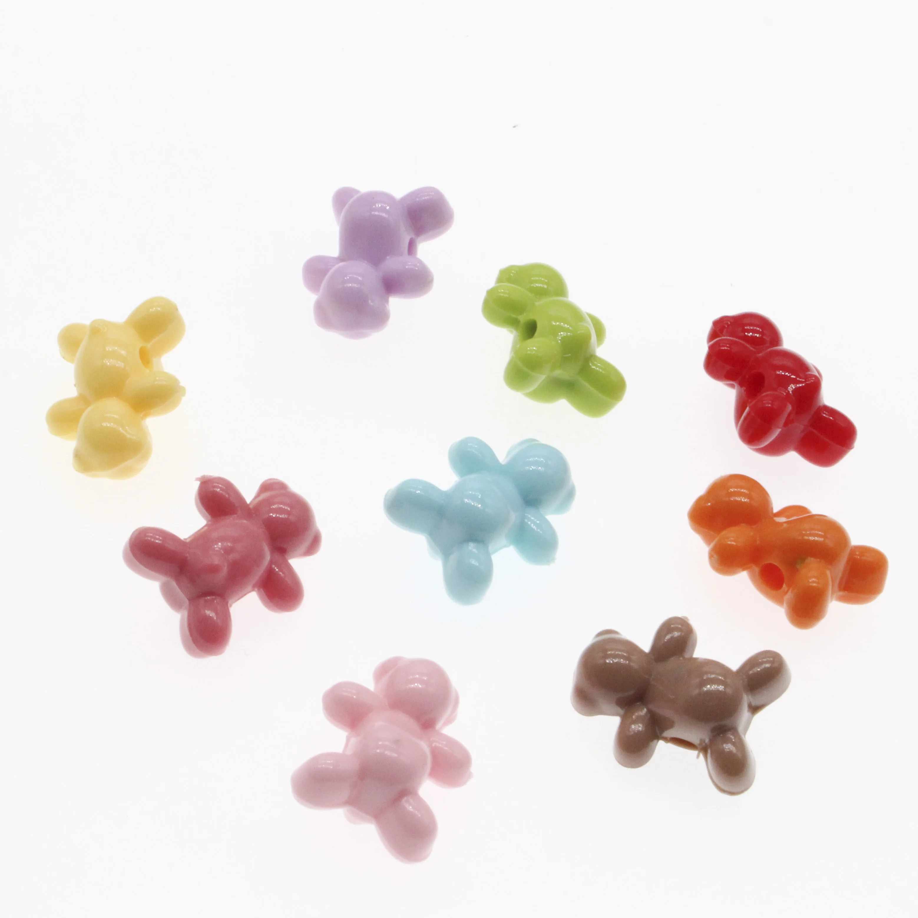 10pcs Cute Gummy Bear Beads Vertical Hole Resin Cartoon Beads For