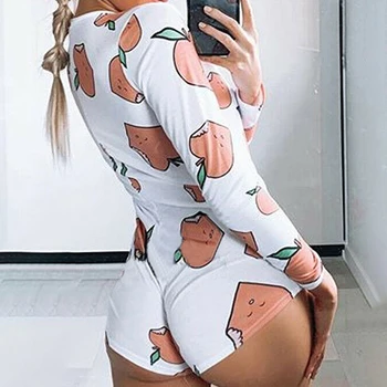 

Fashion pajamas 2020 Sexy sleepwear chili Women's Clothing Printed Playsuit Sexy Nightwear Long Sleeve Playsuits Women pajamas #