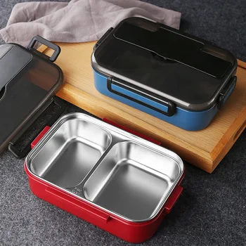 

New Food containe Portable Stainless Steel Lunch Box Japanese-style with Compartments Leakproof Bento Box for kids with Tablewar