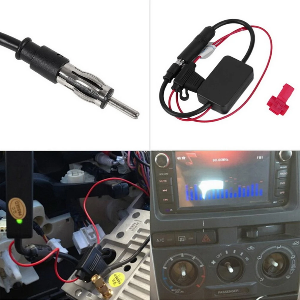 Amplificateur de Signal D'autoradio Universel 12V Antenne FM-AM-Dab - Dab Radio avec DIN Plug