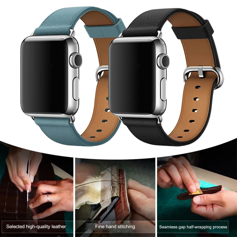Samrt Watch Band for Apple Watch Band Series 6 SE 5 4 3 2 1 Leather Strap 44mm 38mm 42mm 40mm