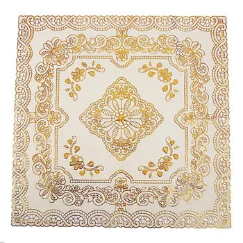 

Chic Doily Cover Plastic Tablecloth with Gold