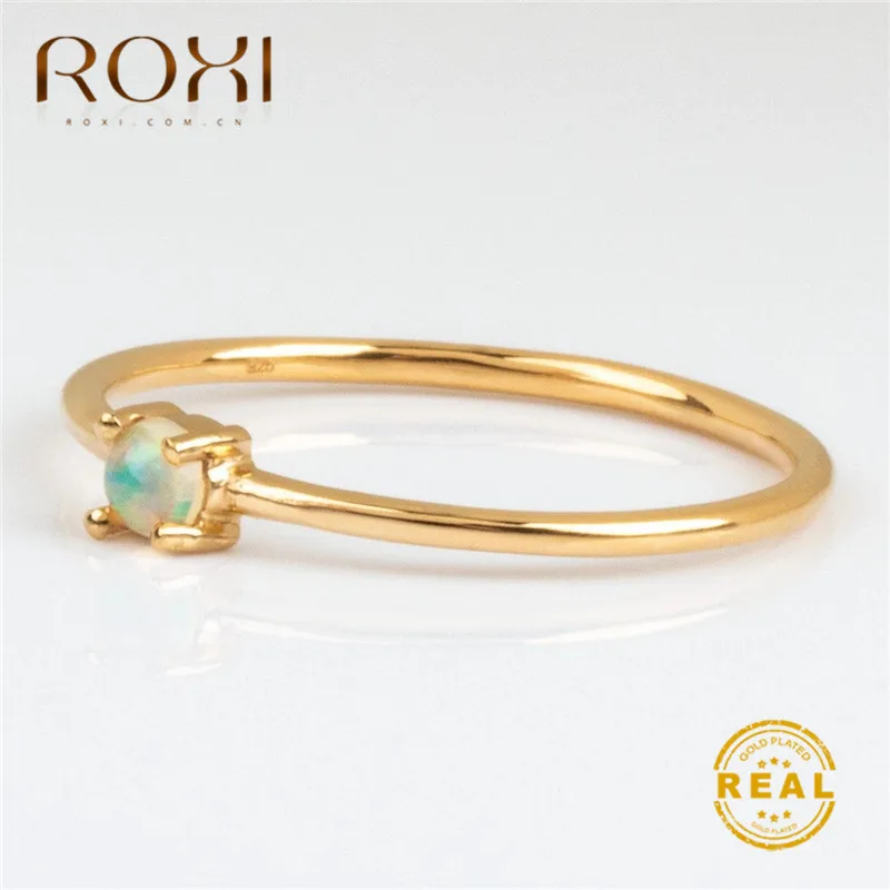ROXI Delicate Fire опал кольца для женщин модные золотые свадебные украшения изящное тонкое кольцо для помолвки anillos кольцо с камнем рождения