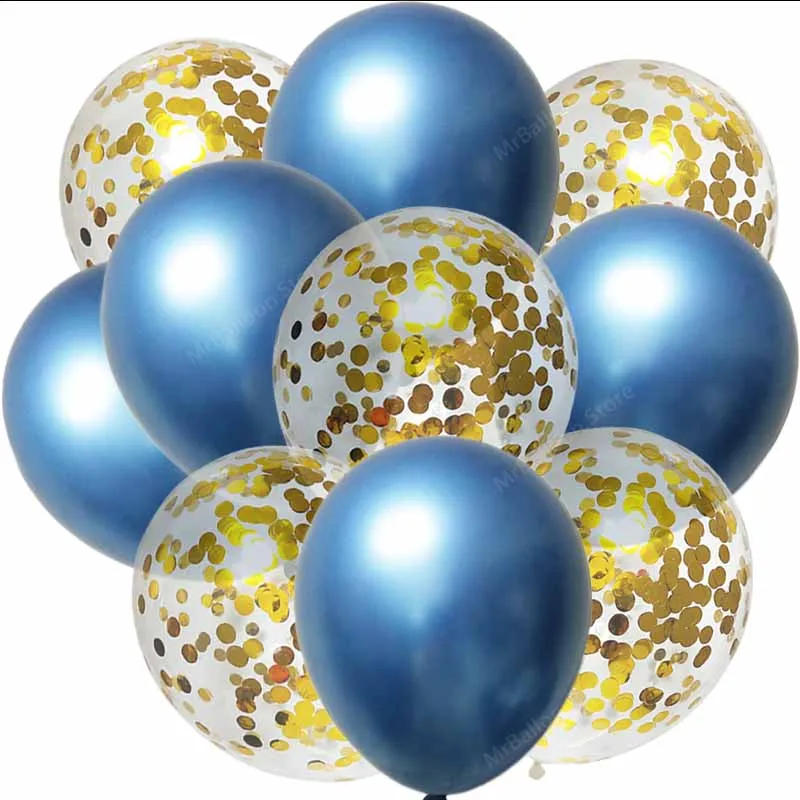 12 дюймовое металлическое ярко-синий латексные шары конфетти темно-синий клипсы для воздушных шаров, Globos для Одежда для свадьбы, дня рождения украшения детских товаров