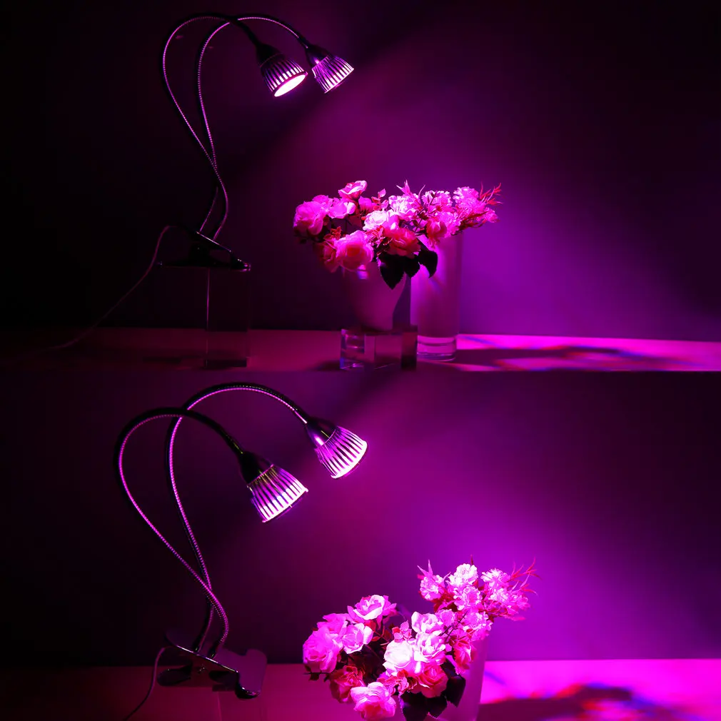 

10W Double Head Gooseneck LED Plant Grow Light Clip Table Lamp Hydroponic Desk Grow Light Garden Lighting LED Grow Light