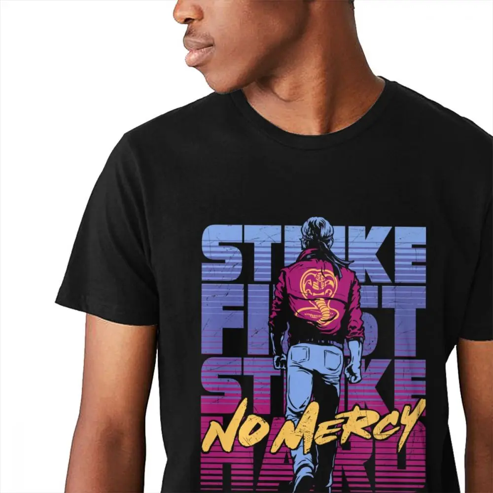 Awesome Cobra Kai футболка Классическая Цитата Strike First Strike жесткая футболка Mercy хип хоп для мужчин