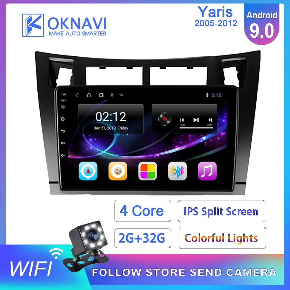 OKNAVI для Toyota Yaris 2005 2012 Android 9 0 дюймов Автомобильный мультимедийный DVD плеер GPS