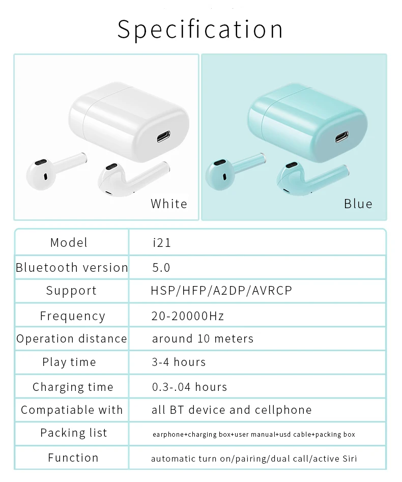 I21 TWS беспроводные Bluetooth наушники мини fone de ouvido Handsfree гарнитура сенсорное управление спортивные Airbuds iOS Android телефон