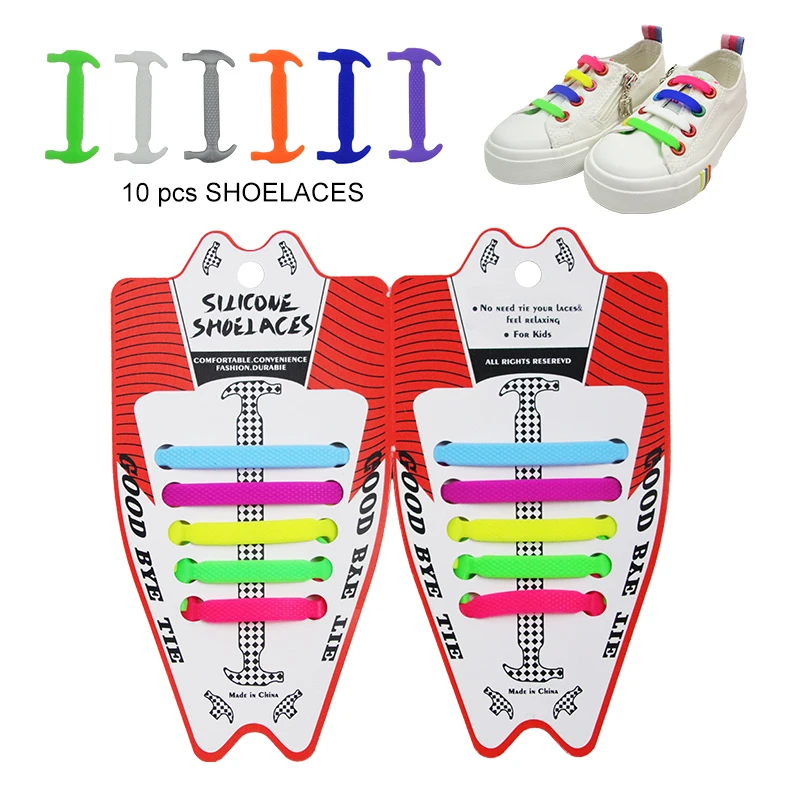 10 шт./компл. 13 цветов эластичные силиконовые шнурки для обуви Дети ленивые шнурки без завязок для детей все кроссовки подходят ремень шнурка