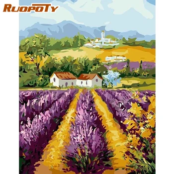 

RUOPOTY Frame DIY Painting By Numbers Landscape Picture By Numbers Countryside Modern Wall Art Decors Handpainted Diy Gift