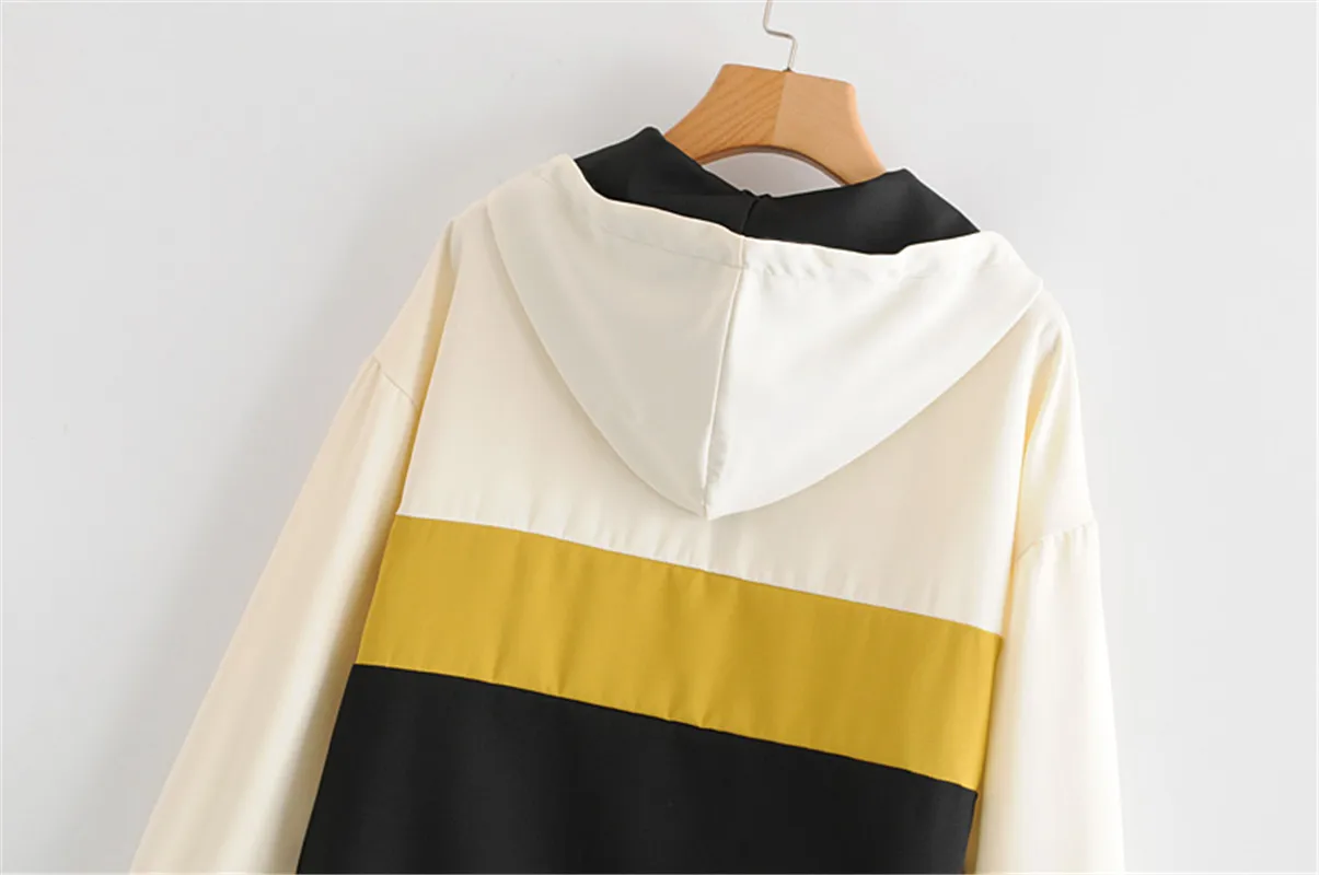 

2019 Europe And America Autumn New Style WOMEN'S Dress Mixed Colors Daishu Pocket Jacket Hooded Sports Jackets Women's 5039243