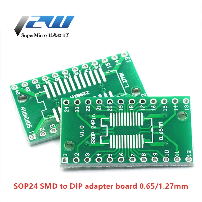 10pcs SOP24 0.65mm SSOP24 1.27mm 4~24P to DIP24 2.54mm IC PCB Adapter Converter