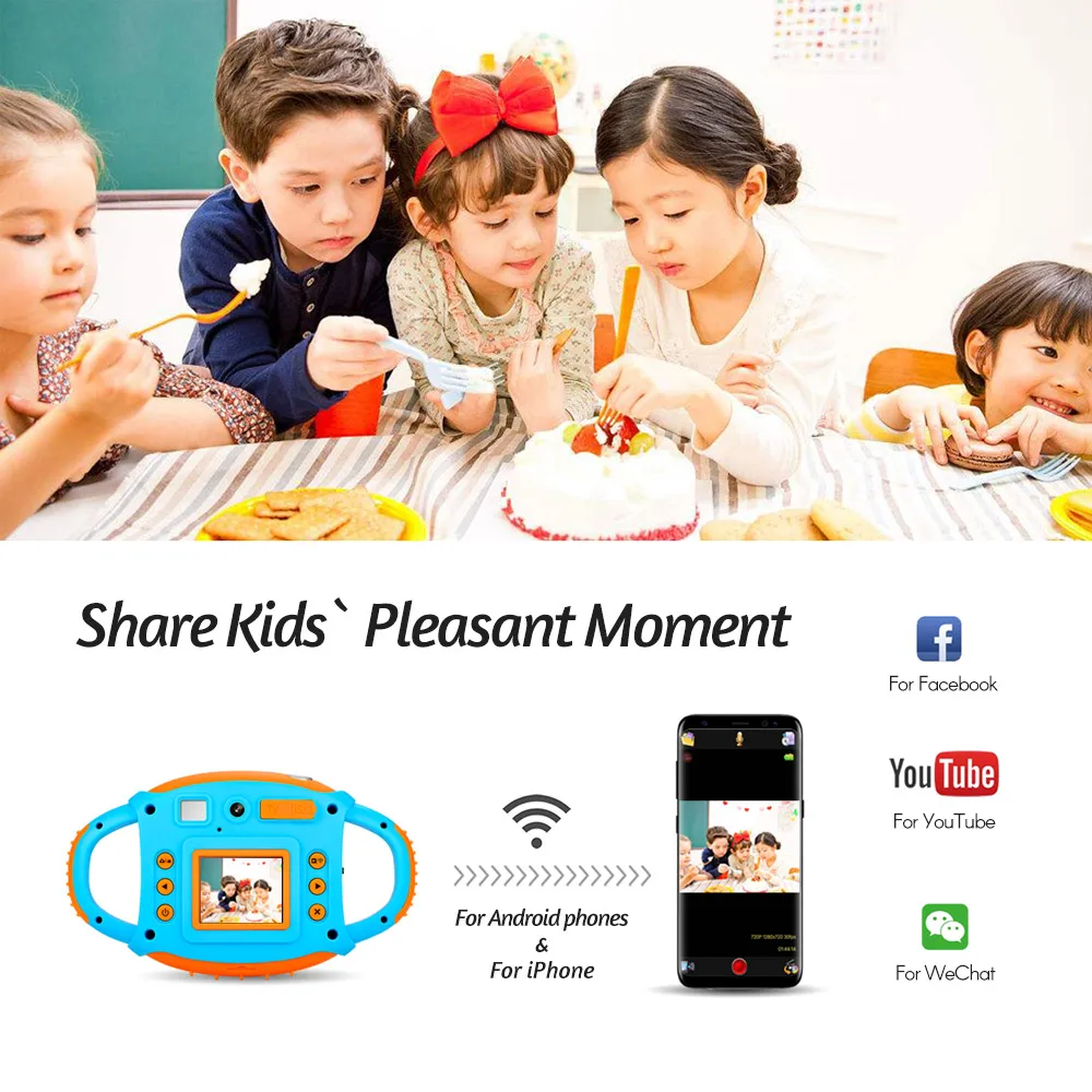 Andoer WiFi Kids Children Creative Camera 5MP 1080P HD Shockproof Digital Camera Mini Video Camcorder 1.77 Inch