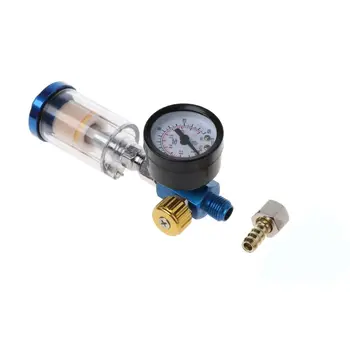 

Zero Air Pressure Regulator Gauge Spray Gun In-Line Water Oil Trap Filter Separator Kit Tool Aluminum Alloy + Iron + Plastic