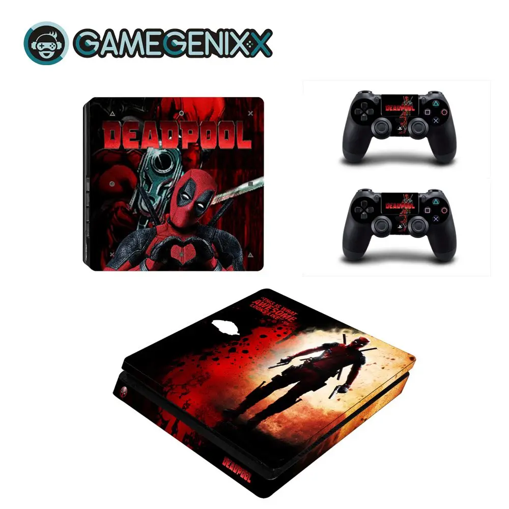 Наклейка на кожу GAMEGENIXX защитный винил наклейка для PS4 Slim консоли и 2 контроллера-DeadPool