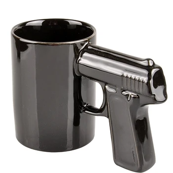 

Novelty Ceramic Coffee Mugs Gun Mugs Funny Pistol Milk Tea Drinks Cup Beer Mug Office Home Amazing Gift for Men Women, Black