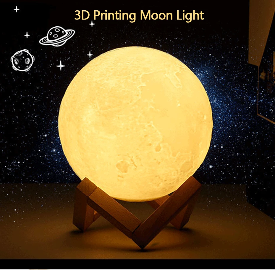 Moon Lamp 3D Print LED Night Light Touch Children's Bedroom Decoration RGB Dimmable 16 Colors Changing for Kids Birthday Gifts bathroom night light