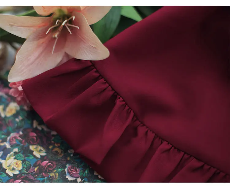 Spring Clothing Frilled Fold-down Collar Single Breasted Slim Fit Long Sleeve Lace-up Dress Bow Fairy Skirt