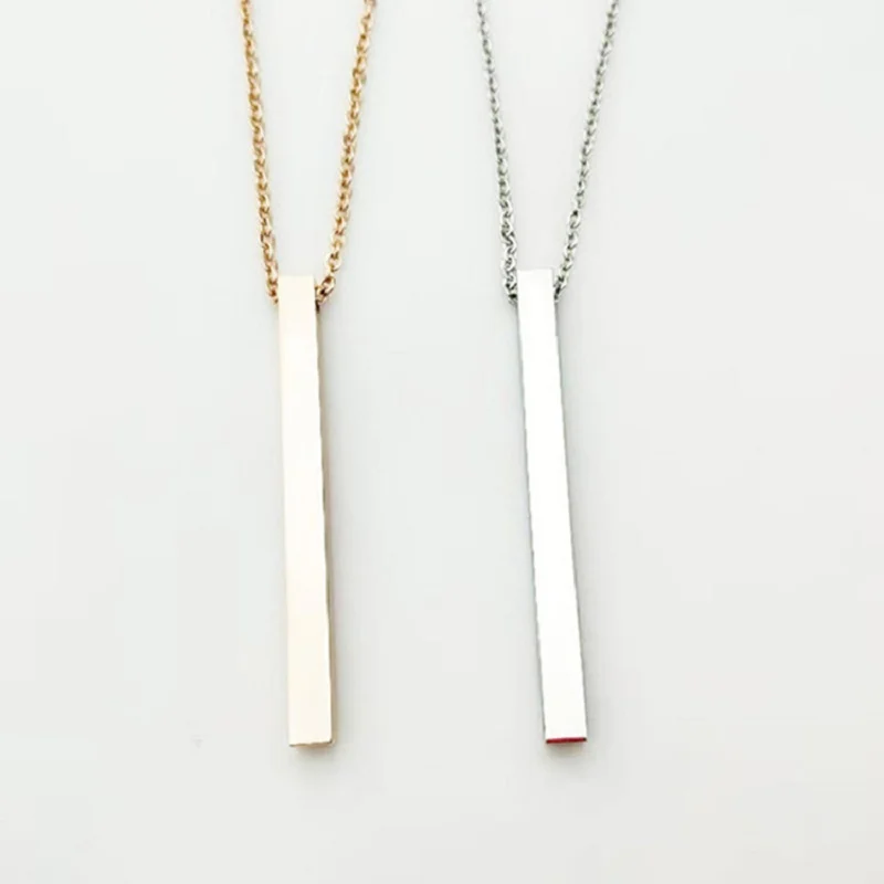 New fashion hot sale stainless necklace simple long stick tag white necklace trinket