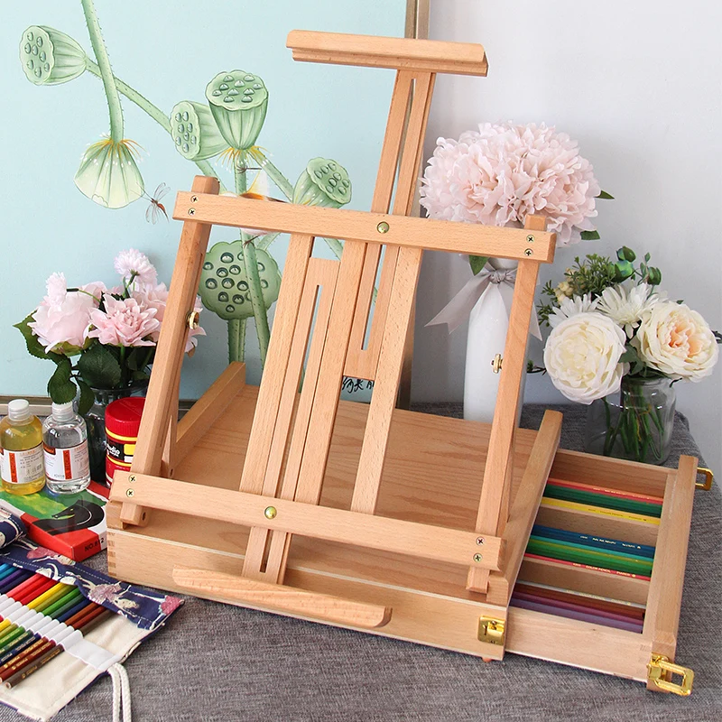 Portable Sketch Easel Wooden Desktop Easel Artist Tabletop Drawing Board  Stand Easel For Watercolor Oil Painting Art Supplies - AliExpress