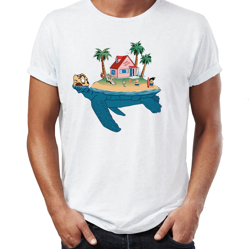 

Men's T Shirt Kame House Kid Goku Bulma Funny Awesome Artwork Drawing Printed Tee