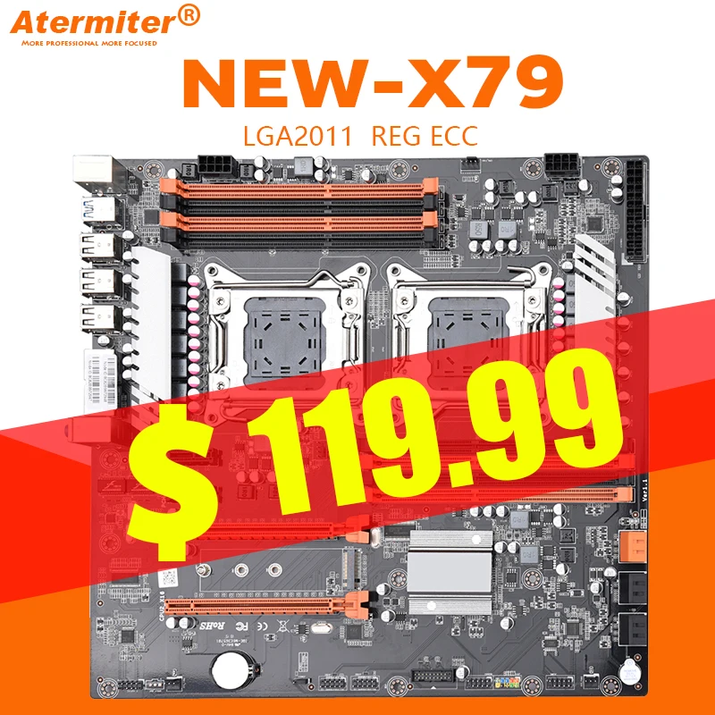 Atermiter X79 двойная материнская плата LGA2011 E ATX основная USB3.0 SATA3 PCI 3 0 16X NVME M.2 SSD