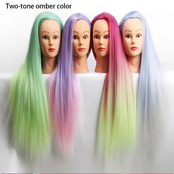 

100% High Temperature Fiber Hair Training Head Hairdressing Practice Training Mannequin Doll Head tete a coiffer For Sale
