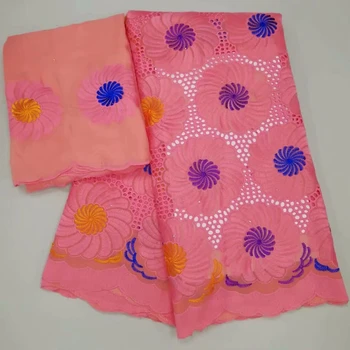 

5+2 yard Swiss lace fabric 2019 latest heavy beaded embroidery African cotton fabrics Swiss voile lace popular Dubai style