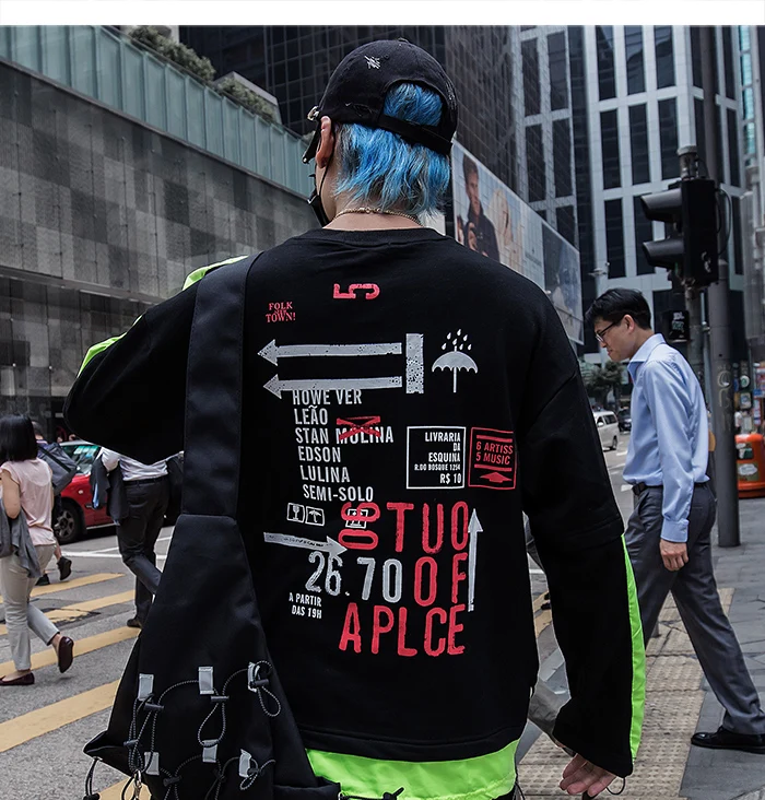 Aelfric Eden хип хоп поддельные два предмета мужские толстовки уличная мода Топы Harajuku повседневные хлопковые негабаритные мужские пуловеры