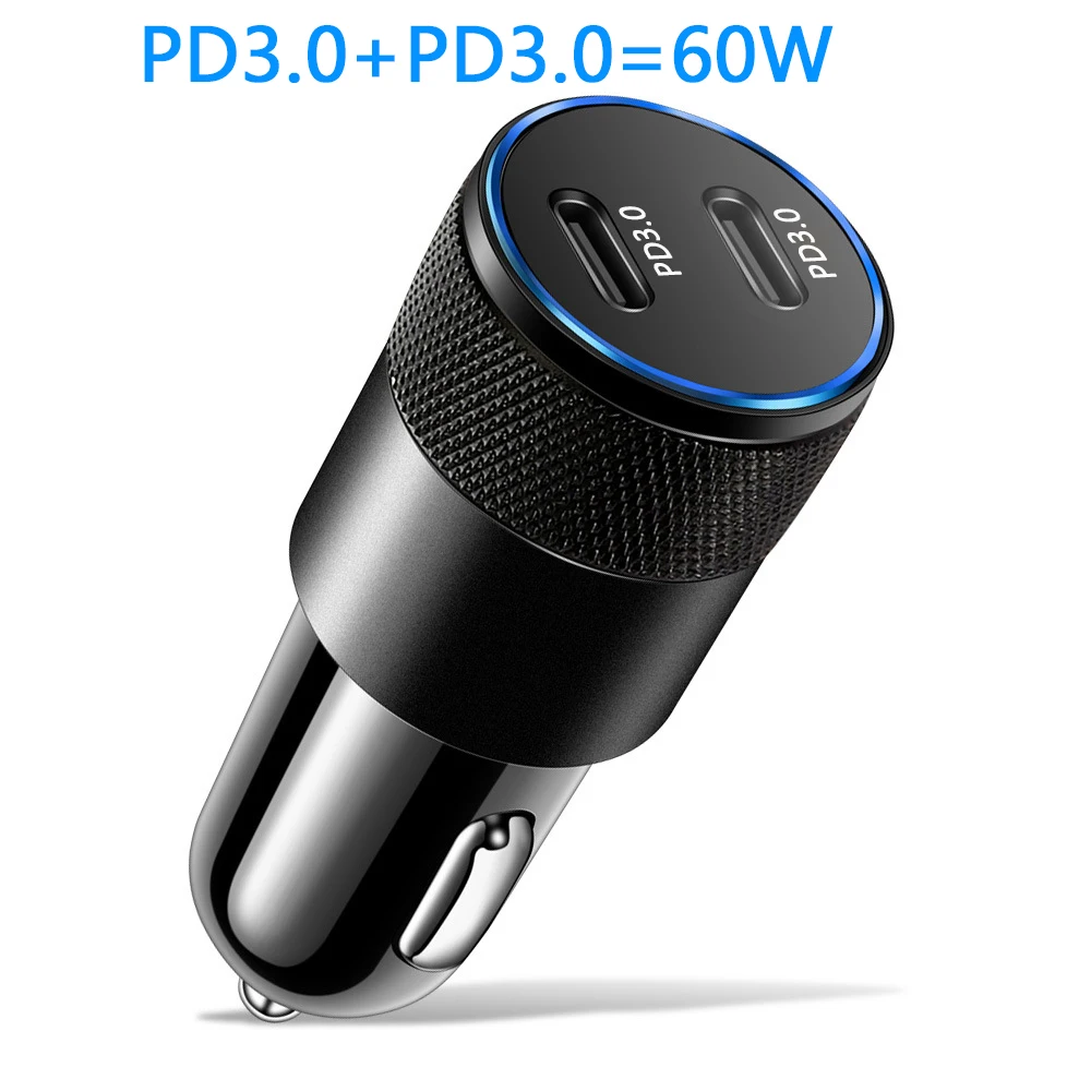 phone charger 60W USB C Fast Car Charger 2 Ports Car Charger Adapter Dual Type C PD for IPhone13 12 11 Pro Max Samsung Galaxy Note20 Android mobile phone chargers