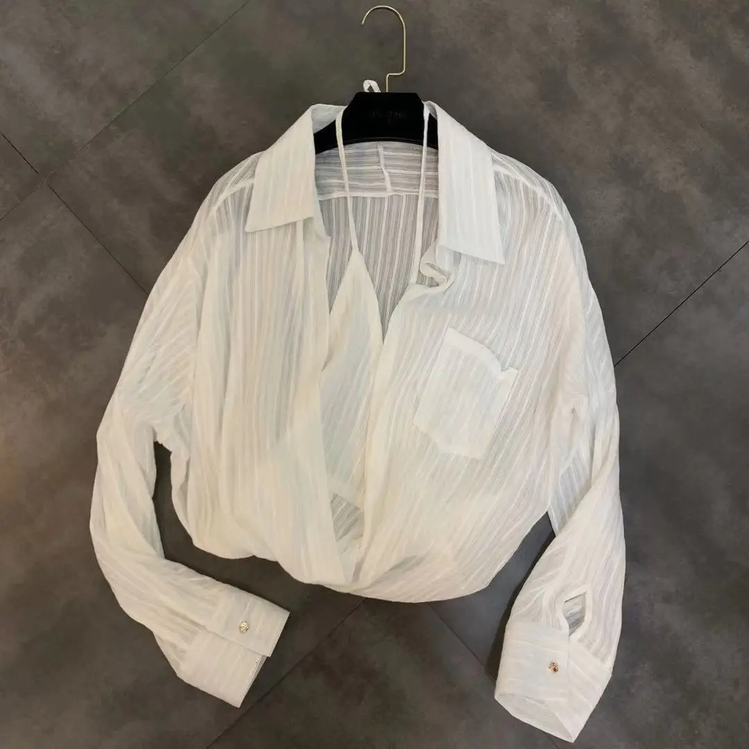 autumn new lapel irregular neckband single pocket decorative shirt female