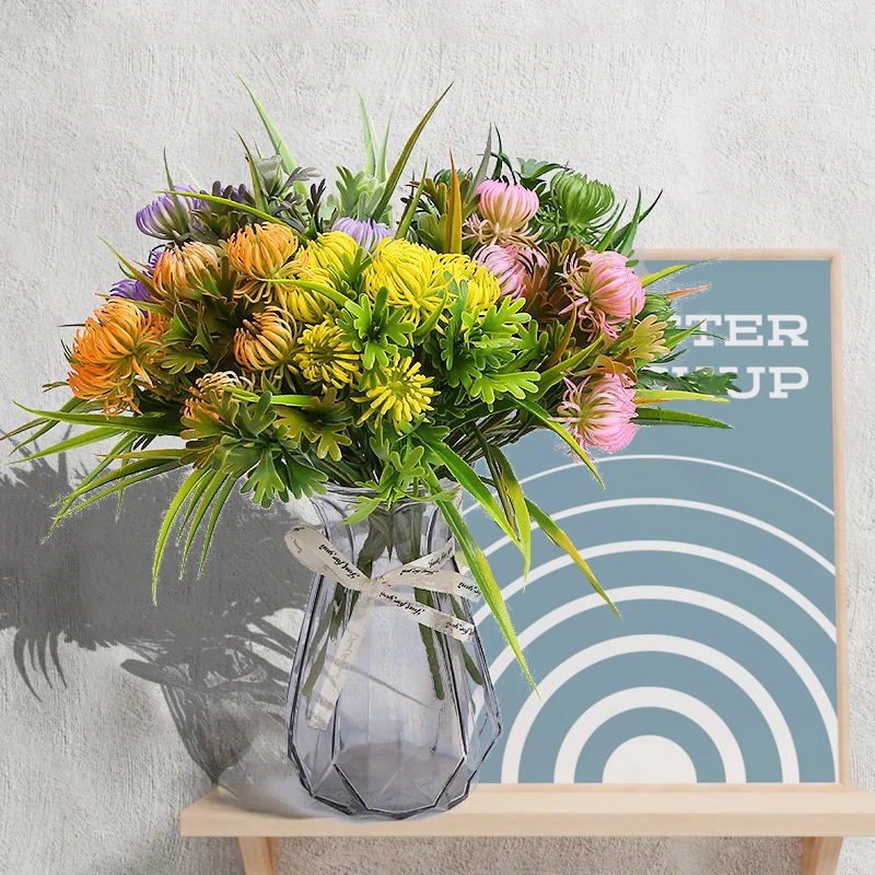 

4 Bunches (28 Flower Heads) Beautiful Artificial Flower Plastic Chrysanthemum Bouquet Simulation Plant Room Home Decoration Diy