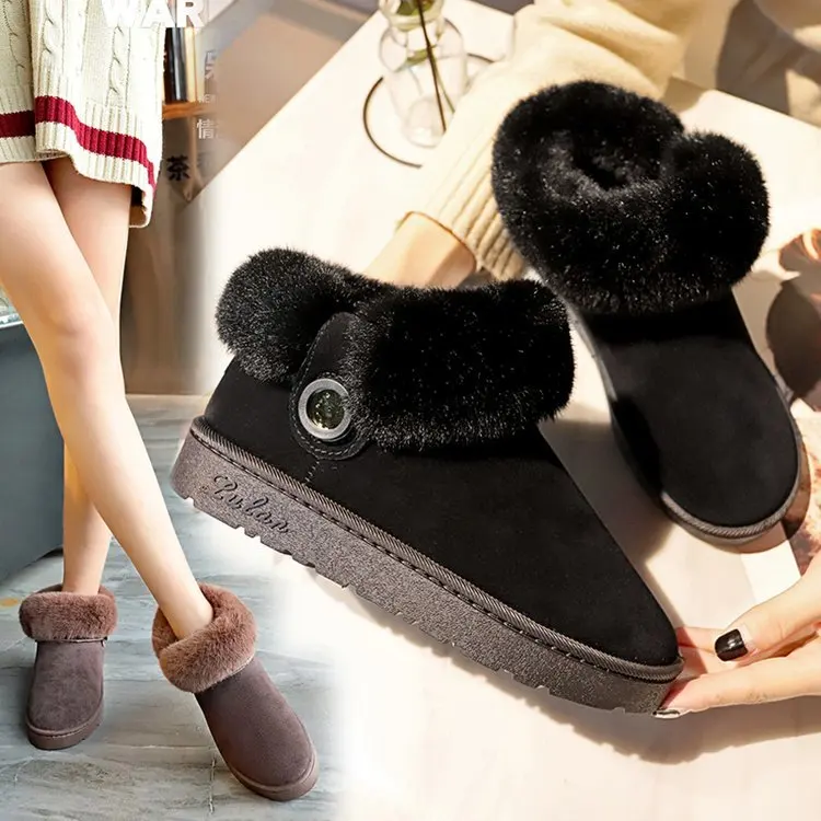 

Winter warm and comfortable snow boots chunky heel ankle boots non-slip female models fall boots warm women's shoes size 36-40