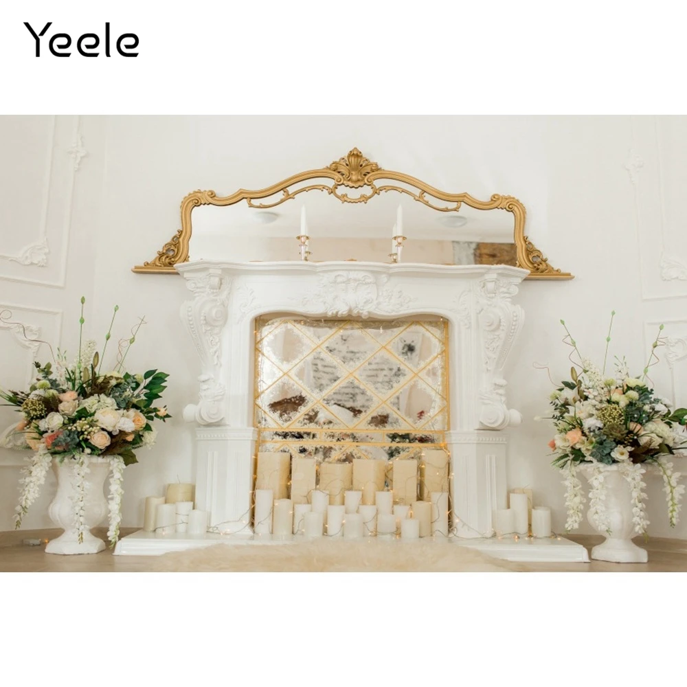 Фоны для фотосъемки Yeele с изображением рождественской свечи камина кирпича